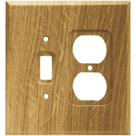 - 64677 Wood Square Single Toggle Switch/Duplex Outlet Wall Plate / Switch Plate / Cover, Medium Oak, Single Switch/Duplex Wall Plate By Brainerd Ship from US
