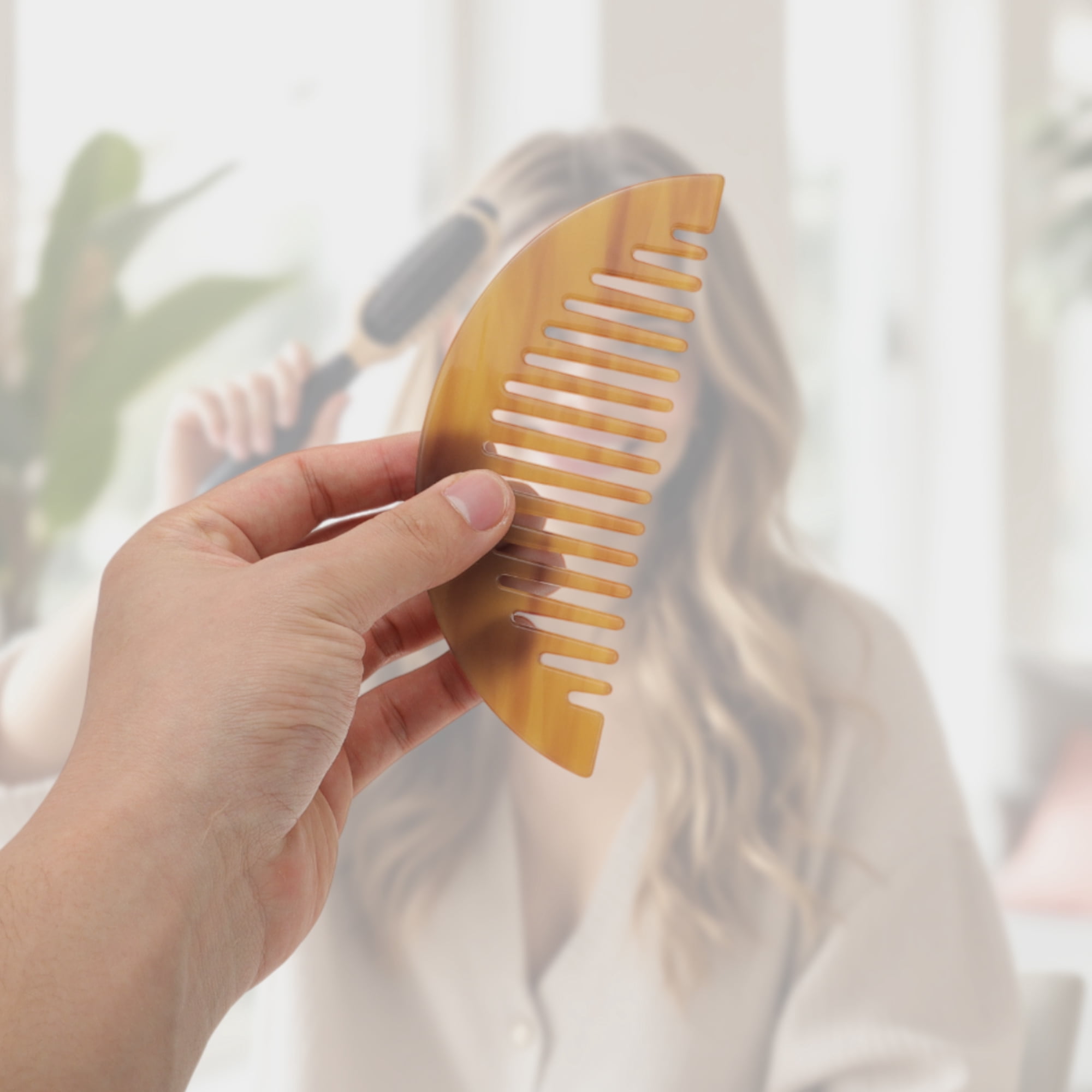 Unique Bargains 1 Pc Convenient Half Round Hair Comb for Making Hair Smooth Coffee