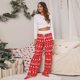 thumbnail image 1 of Pantalones casuales con cordones para mujer de Europa y América, pantalones holgados con cordones y estampado navideño a la moda, 1 of 6