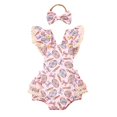 thumbnail image 2 of TOOYOU Baby Girl Bodysuits Cheap Toddler Girl Onesies Dress Ribbed Ruffle Bowknot Skirt Jumpsuit Cute Summer Clothes+Headband Breathable Rompers Pink Size 9-12 Months, 2 of 9