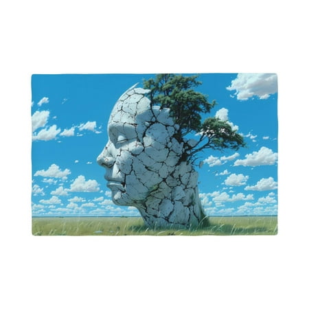 

Table Placemats Set of 6 - Cracked Earth Head Tree 12x18 In Faux Linen Double Heat Resistant Place Mats Cloth Indoor/Outdoor Placemats Washable Table Mats for Dining Kitchen Party