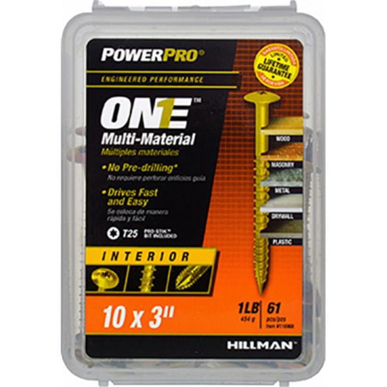 Hillman Fasteners 240695 10 x 3 in. Interior Wafer Head One Screw - Yellow Zinc   Pack of 5
