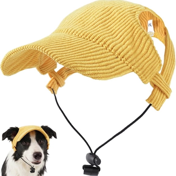 Dog Sun Hat with Ear Holes, Outdoor Pet Sun Protection Hat with Anti-Slip Silicone Strap, Adjustable Puppy Beach Visor for Summer Outdoor Sport