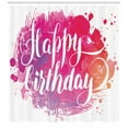 thumbnail image 3 of Ambesonne Art Shower Curtain, Watercolor Birthday Text, 69"Wx75"L, Pink Red Orange, 3 of 3