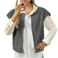 thumbnail image 6 of Otntypg Women's Fall Winter Fleece Vest 2025 Trendy Sleeveless Sherpa Jacket Button Down Open Front Fuzzy Thick Warm Outerwear Tops Gray S, 6 of 9