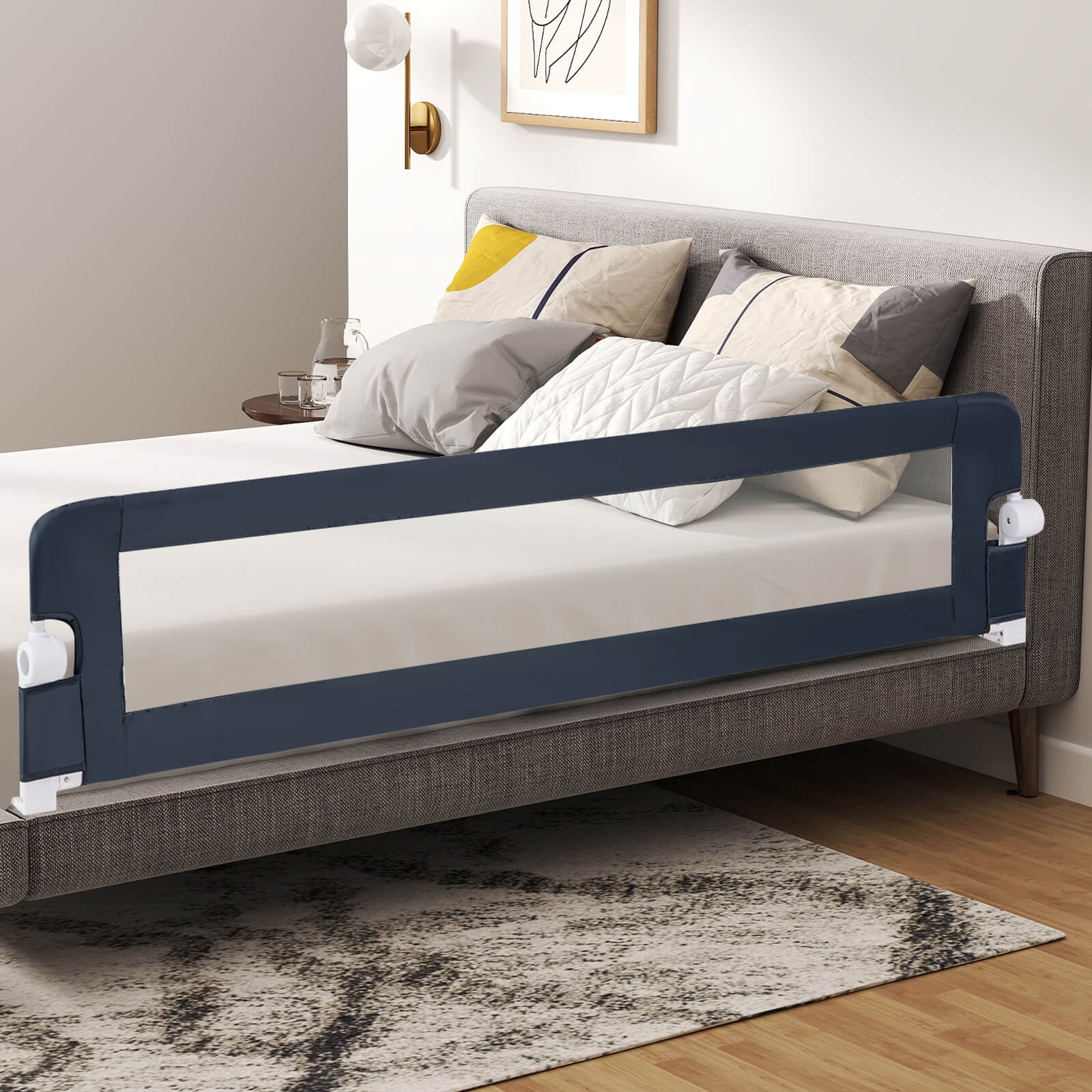 Infans 2PCS 71" Toddler Foldable Bed Rail w/ Adjustable Safety Strap, Bedrail Guard