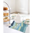 thumbnail image 4 of Blue Green Geometric Kitchen Dish Towels for Drying Dishes Set of 2, Boho Vintage Country Flowers Leaves Waffle Weave Microfiber Hand Tea Bathroom Towels Quick Dry & Absorbent Towel 12x12, 4 of 7