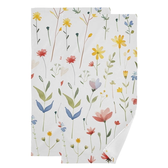 2-Piece Polyester cotton Towel Set Absorbent with Little Tiny Wildflowers Hand Towel Bath Towel Soft and Comfortable Machine Wash 28.3x14.4