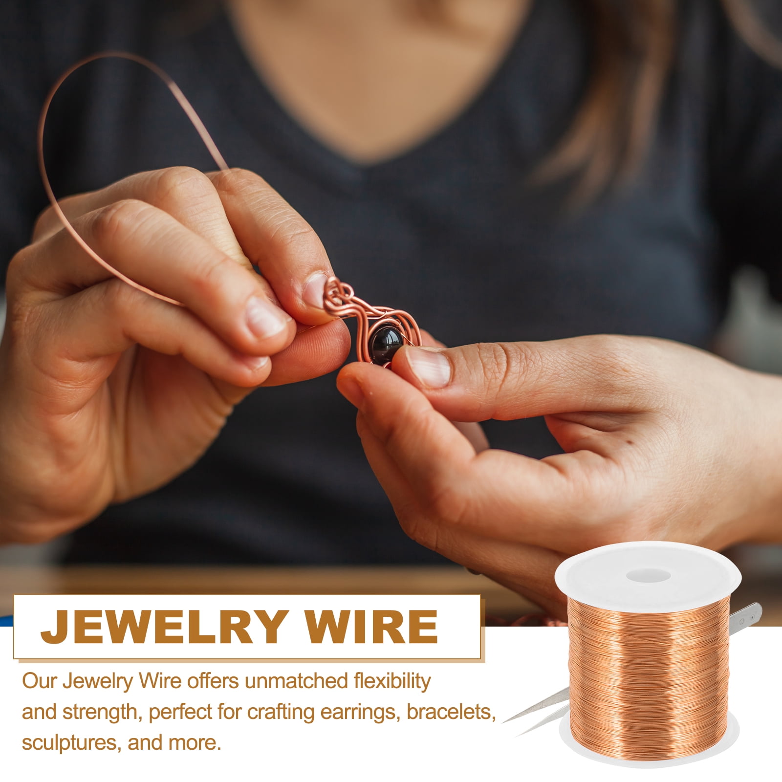 Uxcell 328 Feet / 100 m Jewelry Craft Wire, 2 Pcs Copper Beading Wires with Plier for Jewelry Making, Gold / Red Copper