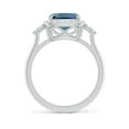 thumbnail image 2 of ANGARA Natural Cushion 3.2 ct London Blue Topaz Halo Ring with Trio Diamonds in 14K White Gold for Women (Size-10x8mm) | November Birthstone Jewelry for Women | London Blue Topaz Ring (Ring Size - 8), 2 of 9