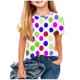 thumbnail image 2 of Blusas y camisas de manga corta con cuello redondo Camiseta estampada de manga corta para niños Cuello redondo Media manga Casual Versátil Top de poliéster para niñas, 2 of 5