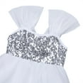 thumbnail image 5 of Venjoe Kids Sequin Ballet Dress Sparkly Dance Leotard Girls Shiny Lyrical Dress Princess Bow Back White M, 5 of 7