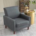 thumbnail image 2 of Modern Single Sofa Chair, Comfortable Fabric Upholstered Accent Chair, Solid Wood Leg Armchair for Living Room Bedroom Apartment, Dark Gray, 2 of 9