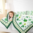 thumbnail image 6 of jejeloiu Lucky Clover Leaves Queen Comforter Set,Happy St.Patrick Day Bedding Sets,Green White Bedding Comforter Set For Men Women,Luxury Bedroom Decor,3-Piece, 6 of 8