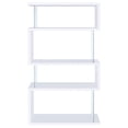 thumbnail image 3 of Bowery Hill Modern 4 Shelf Ignacio Geometric Bookcase in Glossy White and Glass, 3 of 9