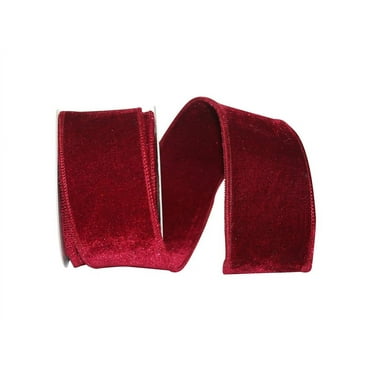 Reliant Ribbon - 92651W-090-40D, Plush Velvet 2-sided Wired Edge Ribbon, Burgundy, 2-1/2 Inch, 5 Yards