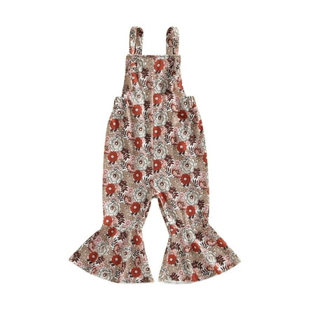 

Coduop Toddler Baby Girls Clothes Set Short Sleeve Rompers Flare Pants/ Suspender Overalls Outfits