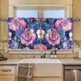 thumbnail image 2 of Yayeee Kitchen Curtains Tier Set of 2 Light Filtering 57"x24" Over Sink Window Panels, Colorful Art Flowers, 2 of 7