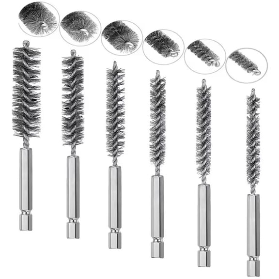 18Pcs Stainless Steel Wire Brush Bore Brush Set Enduring Cleaning Wire Brush with Hex Shank Rust Removal Wire Brush 1/4"for Power Drill - 6 Size (8/10/12/15/17/19mm)