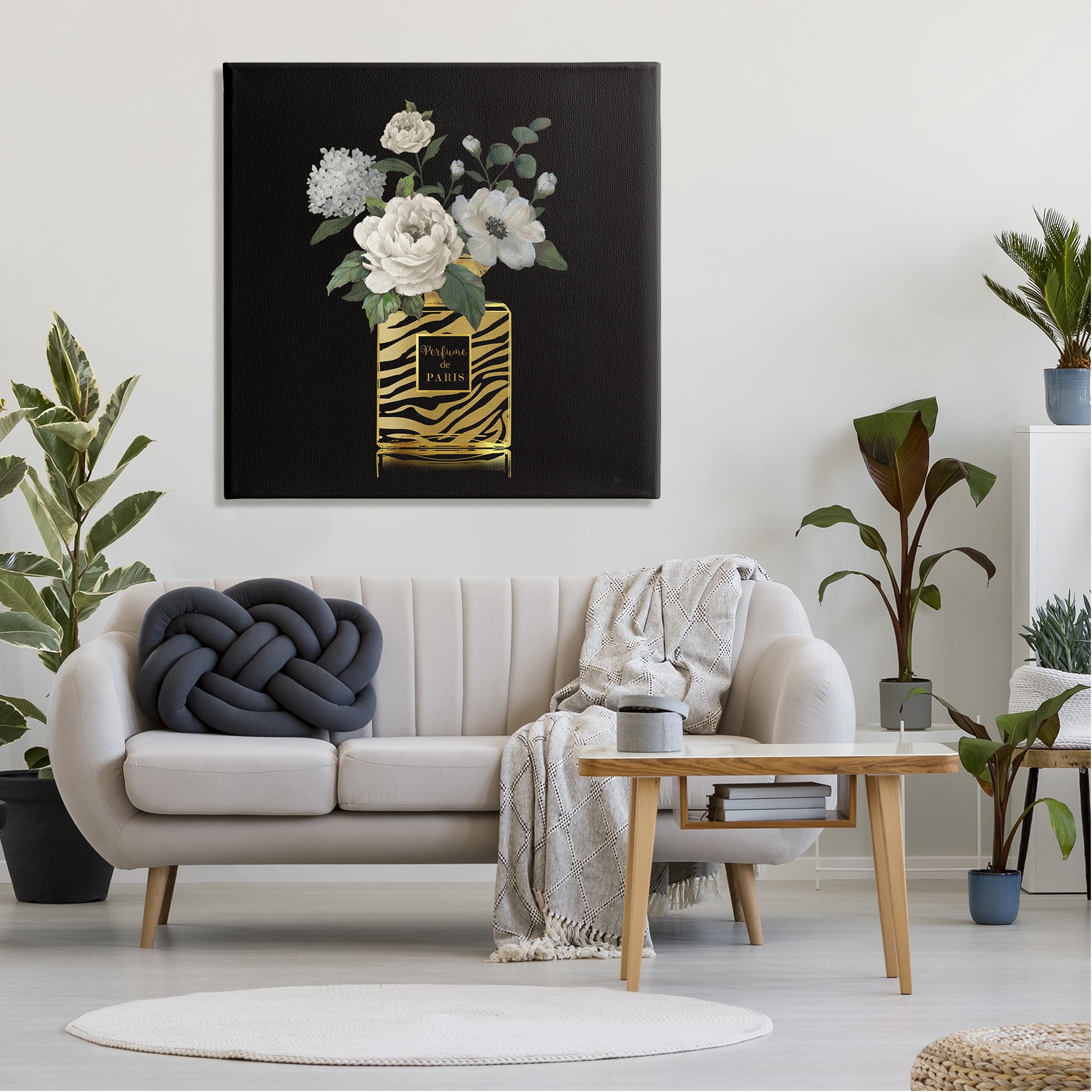 Stupell Industries Blooms in Patterned Bottle Botanical & Floral Painting Gallery Wrapped Canvas Art Print Wall Art, 36 x 36