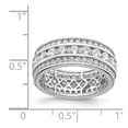 thumbnail image 2 of 925 Sterling Silver Rhodium Plated Cubic Zirconia 3-row Eternity Ring Size 6 7.6mm Wide Eternity Ring for Women, 2 of 2
