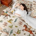 thumbnail image 4 of Castle Fairy Western Cowboys Bedding Comforter Set,Vintage Cactus King Bedding Sets, 4 of 8