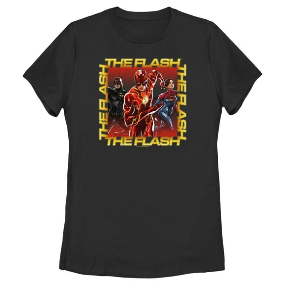 Women's The Flash Boxed Superheroes  Graphic Tee Black X Large