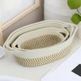 thumbnail image 4 of Rope Storage Baskets Set of 3 Organizer Woven Basket-Portable Cotton Bins for Clothes, Beddings E, 4 of 5