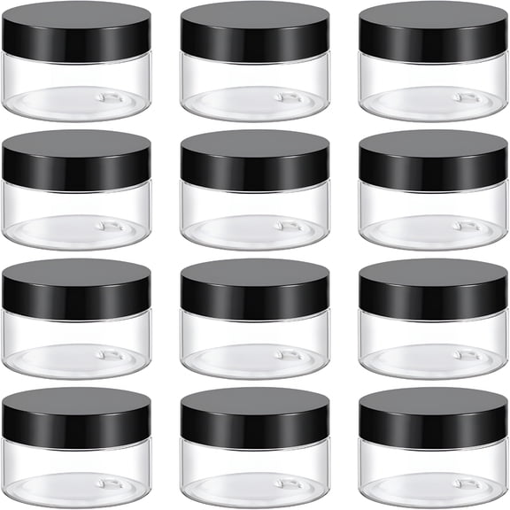 RAGUPEL 12 Pack 1 Oz Plastic Containers with Lids, BPA-Free Clear Cosmetic Jars for Lotion, Cream, Slime, and Travel Storage