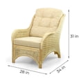 thumbnail image 2 of Jam Lounge ArmChair ECO Natural Rattan Wicker Handmade w/Cream Cushions, Natural, 2 of 5