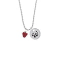 thumbnail image 2 of Delight Jewelry Silvertone Mini Red Enamel Strawberry Silvertone Script Initial Disc - W - Charm Necklace, 20"+3", 2 of 4