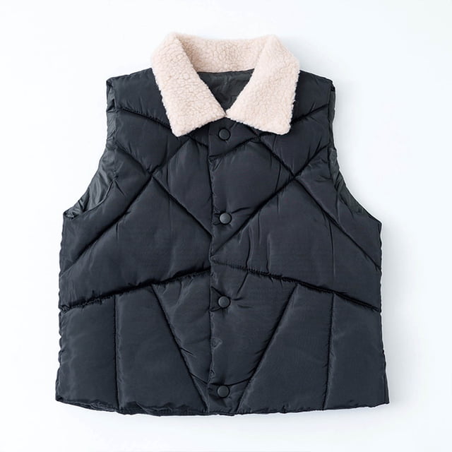 YUNAFFT Girls Thermal Vest Thickened Warm Winter Layering Collar Design Pure Color Casual Practical Style