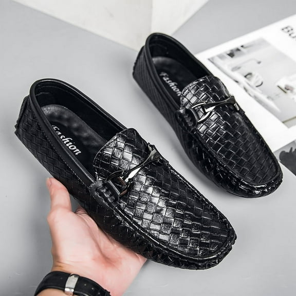 Men's Casual Loafers Slip On Leather Shoes Comfortable Lightweight Driving Shoes Male Moccasins Classic Penny Loafer Flats Boat Shoes Outdoor Walking Shoes