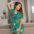 thumbnail image 3 of Naloa Hens And Rooster Print Women Nightgowns,Womens Loungewear,Short Sleeve Sleepwear,Comfy Ladies Nightdress, 3 of 6