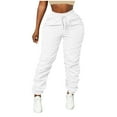 thumbnail image 4 of Erwazi Women Solid Joggers Pants Casual Elastic Waist Pleated Pant with Pocket, 4 of 7