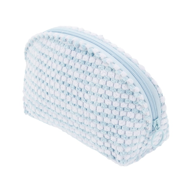 1 Pc Bolsa de Maquillaje de Viaje para Mujeres con Concha para Vacaciones y Actividades al Aire Libre, Plush Azul