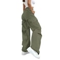thumbnail image 3 of Waterproof Pants Women, Audhol Women's Work Pants: Casual Fashionable Loose Wide Leg Outdoor High Waisted Trendy Multi Pocket Work Pants Cargo Joggers for Women Green XL, 3 of 5