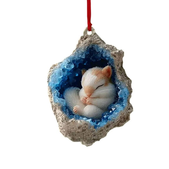 CuiLiyq Christmas Geode Animal Decoration, Acrylic Ornaments for Xmas Forest Trees, Geode Animals Christmas Ornaments Gift for Xmas Animal Lovers Gift