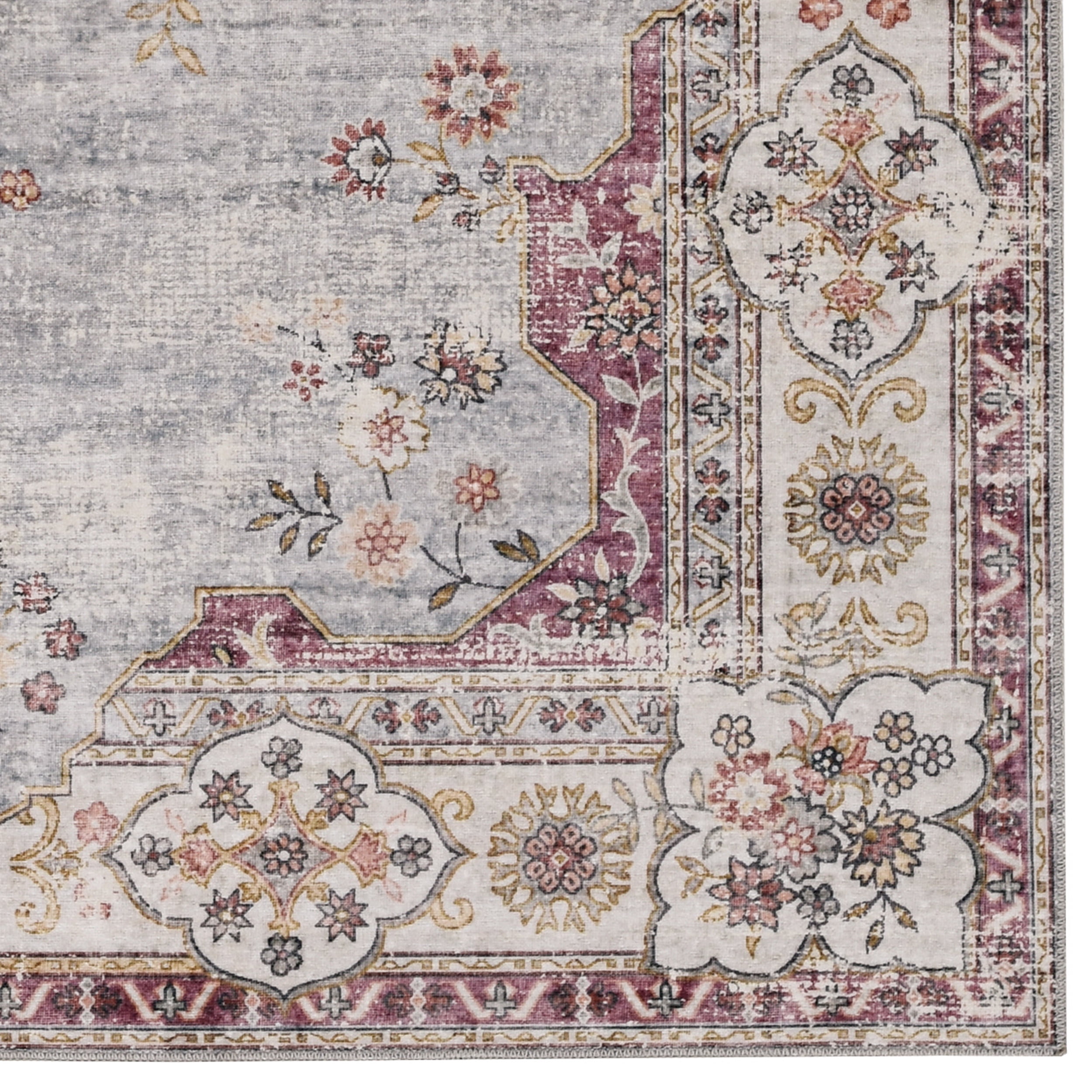 Linon Home Décor Washable Lennox Area Rug or Runner Collection, Pale Blue and Ivory, 2' x 3'
