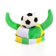 thumbnail image 2 of Cififendec Soccer Fan Hat, 8.66"×8.26", Carnival & Sports Event Cheer Prop, Plush Soccer-Top Party Hat with Green Horns for Parades, Festivals and Sporting Gatherings(Green), 2 of 5