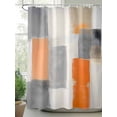 thumbnail image 2 of Abstract Color Block Shower Curtain Set ，Waterproof Fabric Shower Curtains Grey Orange Impressionist Modern Shower Curtains for Bathroom,Bathroom Decor 72"x72", 2 of 6
