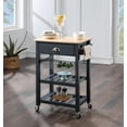 thumbnail image 2 of Hampton Engineered Wood Kitchen Cart With Wood Top and Blue Stone Base, 2 of 10