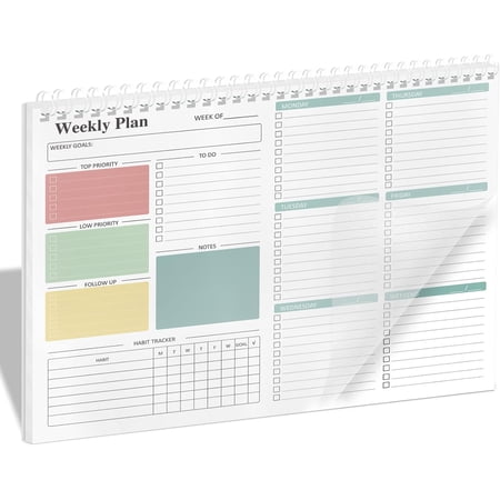 Weekly To Do List Notepad - Daily To Do List Undated 52 - Week Sheets, 8.5x11" Weekly Goal Notebook, Habit Tracker Journal, Excellent for Student School Work Personal Productivity Organizer