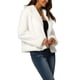thumbnail image 4 of Abrigo Corto de Piel Sintética para Mujeres Moda Invierno Chaqueta Abierta Solapa Notch Manga Larga Abrigo Esponjoso L Blanco, 4 of 7