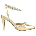 thumbnail image 3 of Top MODA Shoes Women Stiletto High Heels Pointed-Toe Ankle Strap Bling Rhinestone PARSON-3 Gold Metallic 10, 3 of 5
