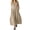 Khaki, variant on Women's Cotton Sleeveless Shirt Dress Collared Button Down Solid Color Casual Long Maxi Dress with Pockets Sky Blue XL(XL)