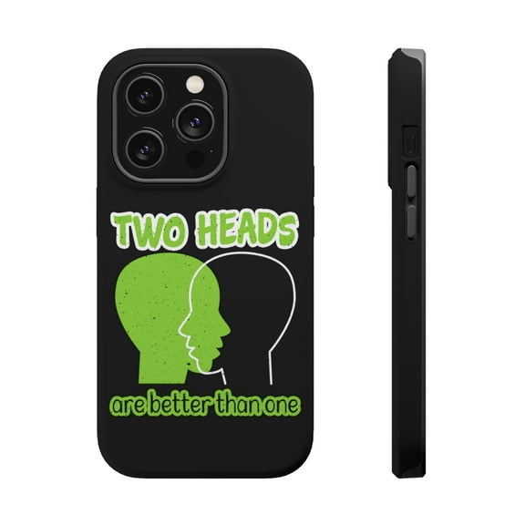 DistinctInk Tough Case for Apple iPhone 15 PRO (6.1" Screen), Compatible with MagSafe Charging - Two Heads Better Than One