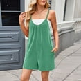 thumbnail image 7 of Womens Casual Rompers Sleeveless Crew Neck Spaghetti Strap Wide Leg Shorts Jumpsuits Overalls With Pockets, 7 of 7