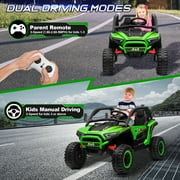 24V 2 Seater Ride on Toys UTV for Kids w/Parent Remote Control, 4WD 7AH Kids Battery Powered Vehicles, Bluetooth Spring Suspension, Storage for Gift, Green