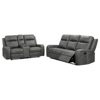 Josen 2pc Manual Reclining Sofa and Loveseat Set- Gray Faux Leather